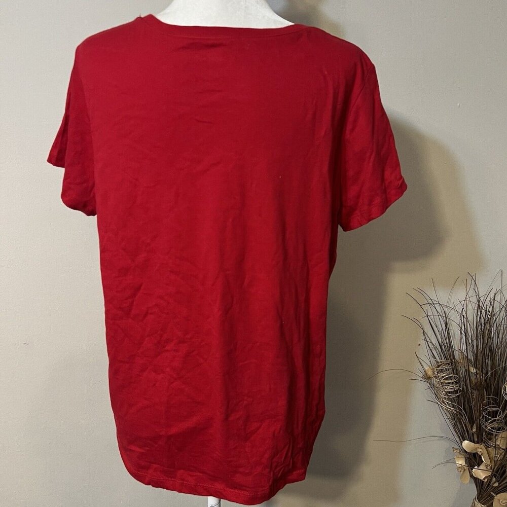 American Summer Women Red Tshirt Size XL 16/18 Peace Love USA Flag Heart NWT - Picture 3 of 12